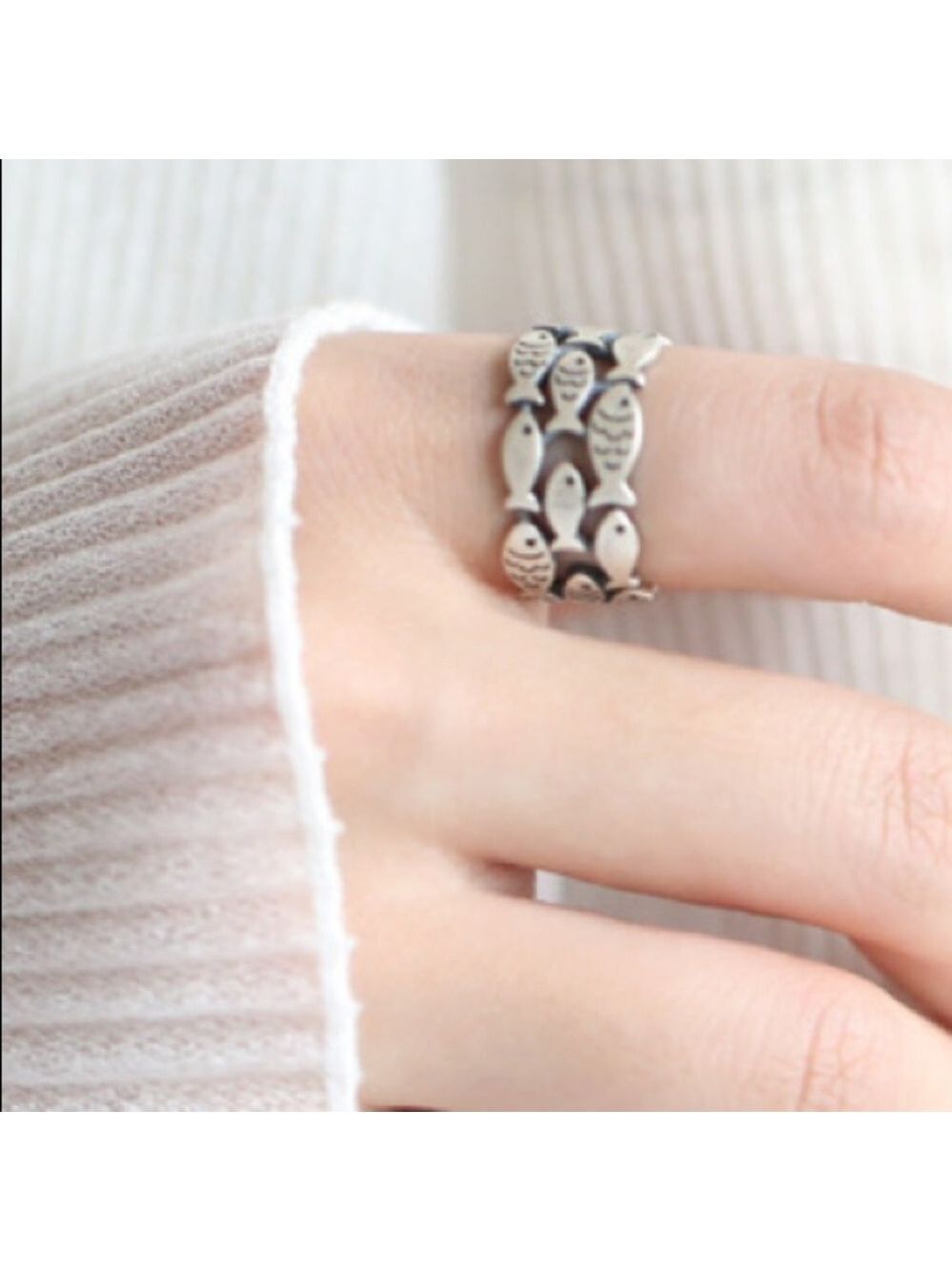 Fisher of Men swimming fish titanium stainless steel boutique adjustable ring - Picture 2 of 4